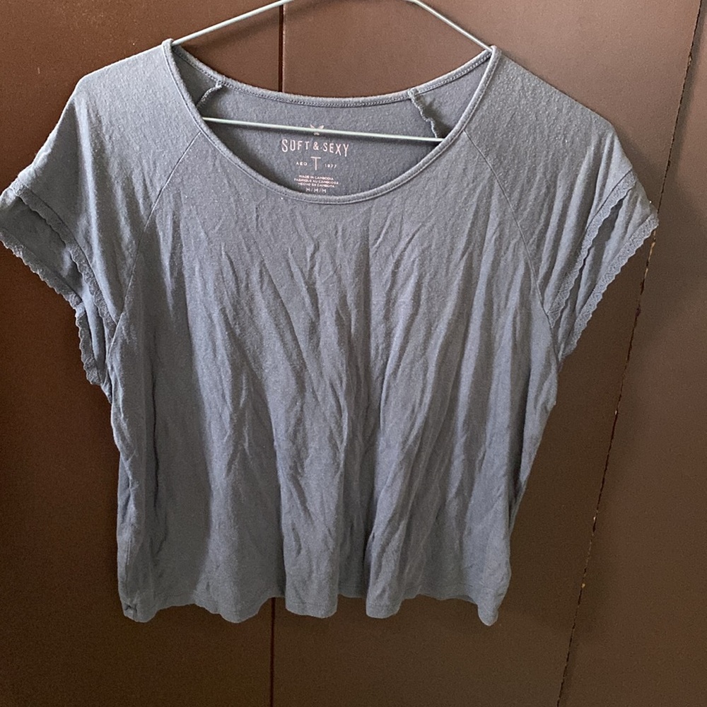 Soft & Sexy American Eagle Laced Trim Short Sleeve T Shirt